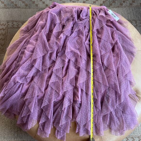 Fairycore Tulle Ruffle Midi Skirt Polka Dot Layered Mesh Pink L WD NY NWT - Picture 9 of 10